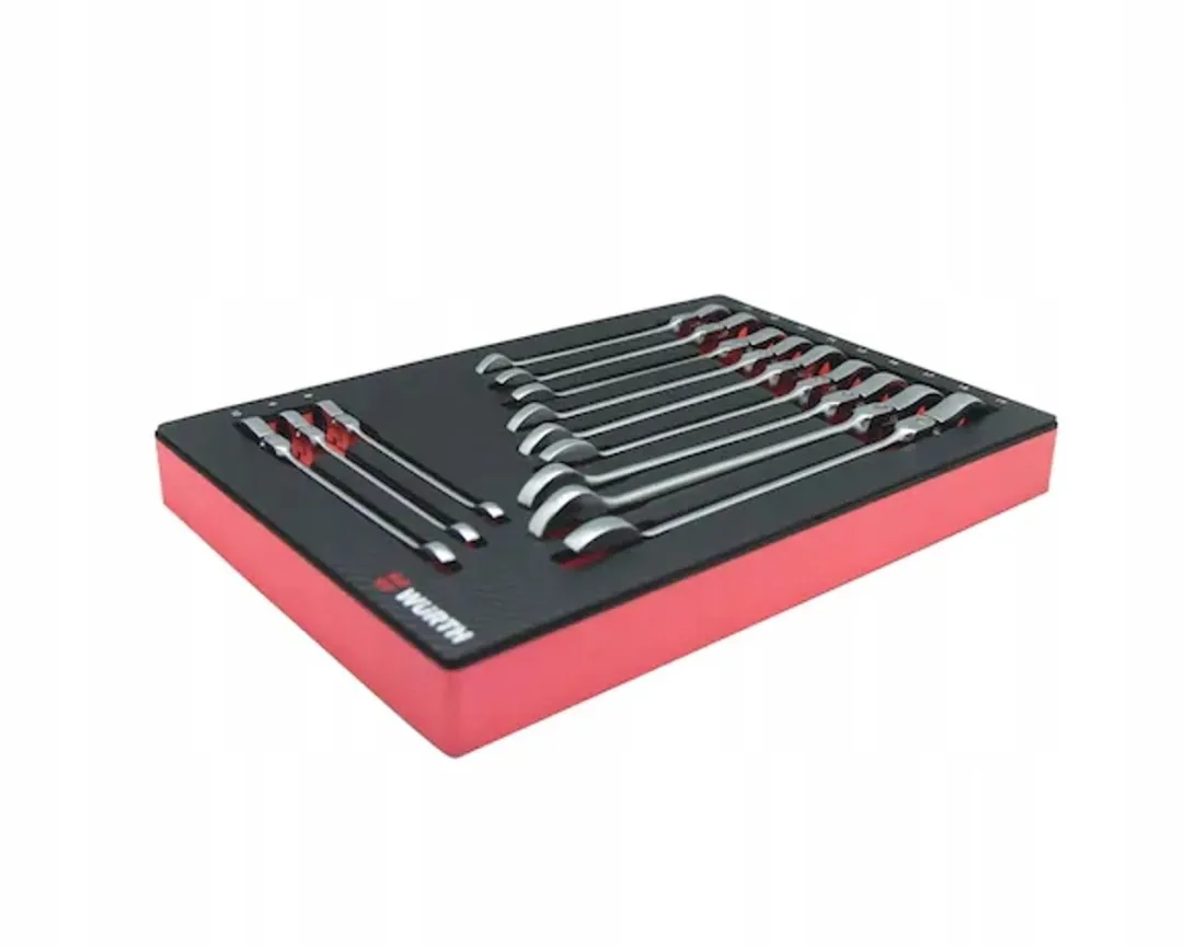 Würth Flexi Ringratel Sleutelset 12-delig - Rood/Zwart/Zilver