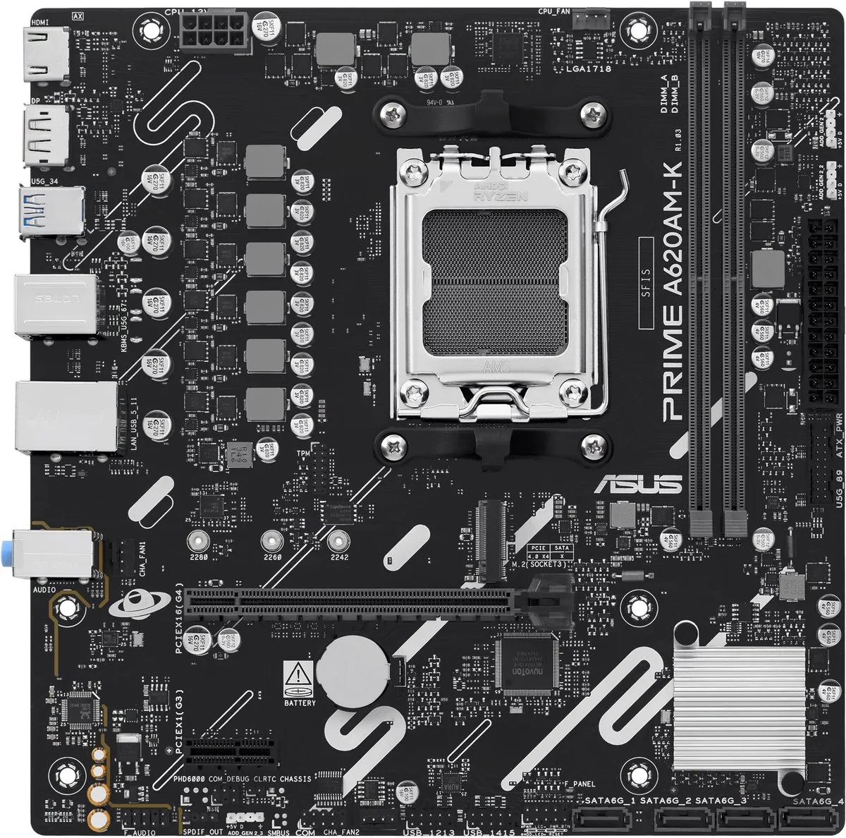 ASUS PRIME A620AM-K AM5 Micro-ATX Moederbord