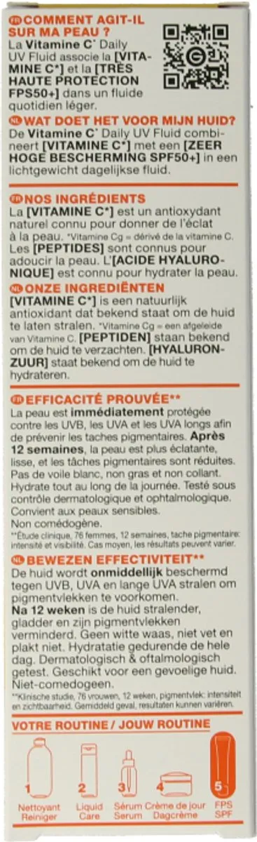 Garnier Vitamine C Daily UV Anti-pigmentvlekken Fluid SPF50+ 40ml - afbeelding 6 van 6