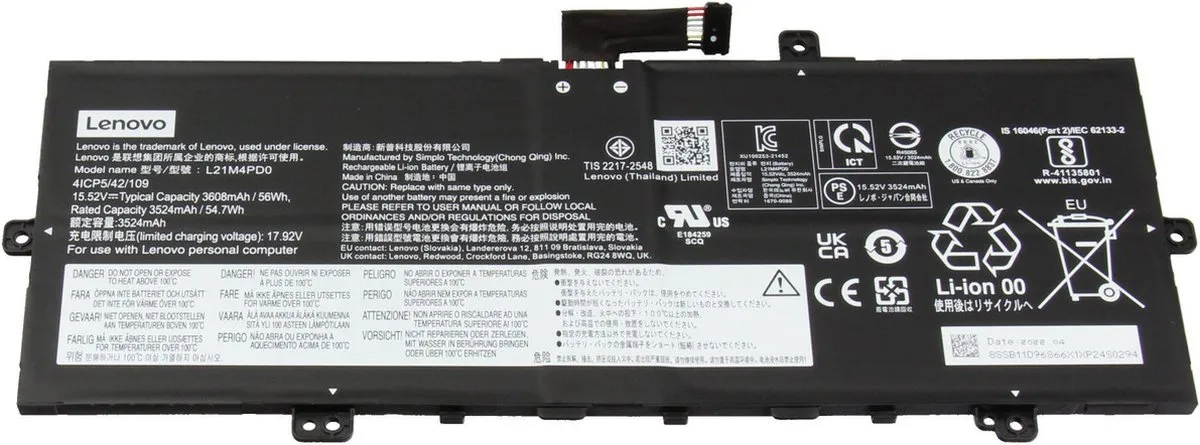Lenovo 5B11D96865 Laptopbatterij 56Wh