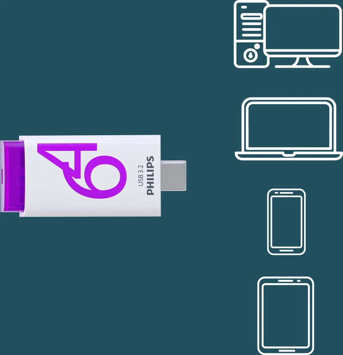 Philips USB-C Click FM64FD175B 64GB - Paars
