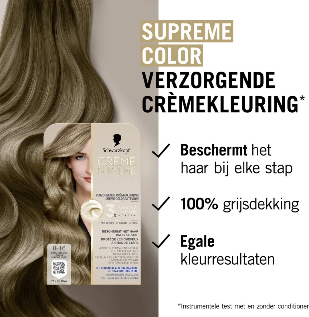 Schwarzkopf Crème Supreme 8-16 Haarverf 245g - Cool Asblond