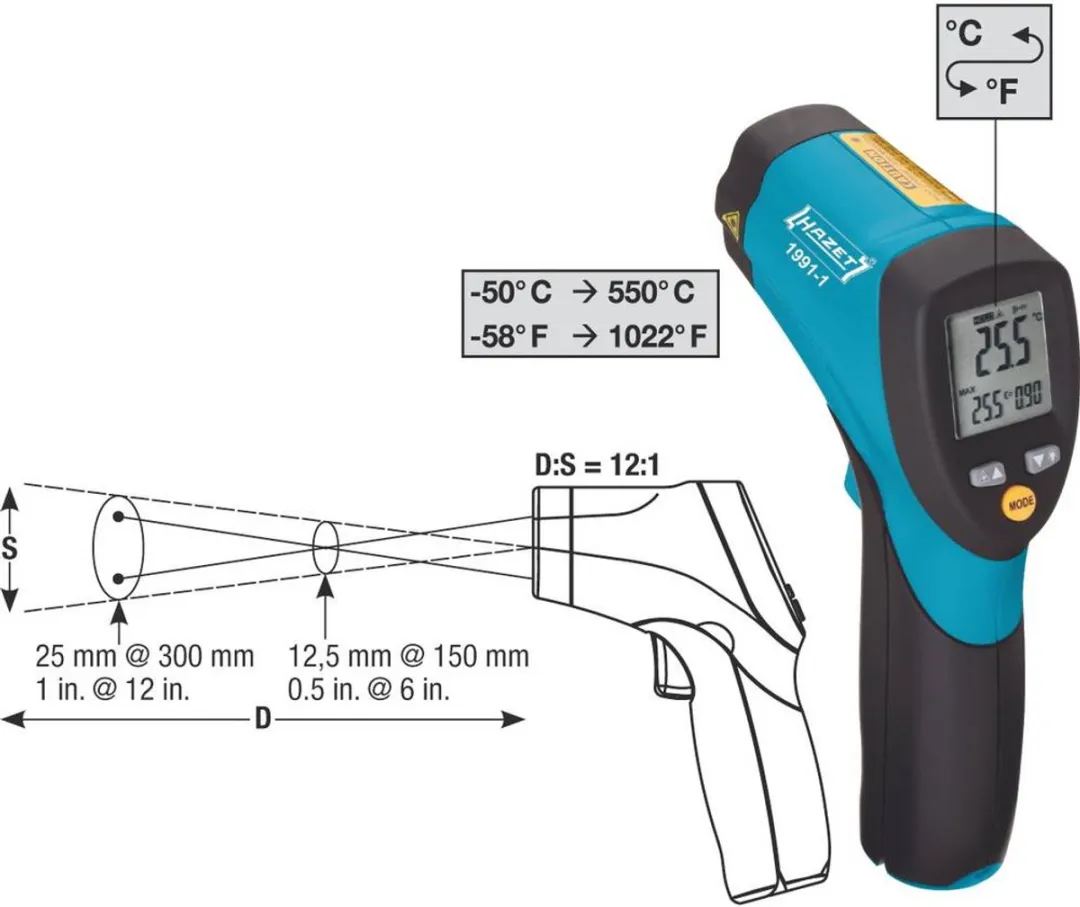 Hazet 1991-1 Infraroodthermometer 12:1 -50 tot +550°C