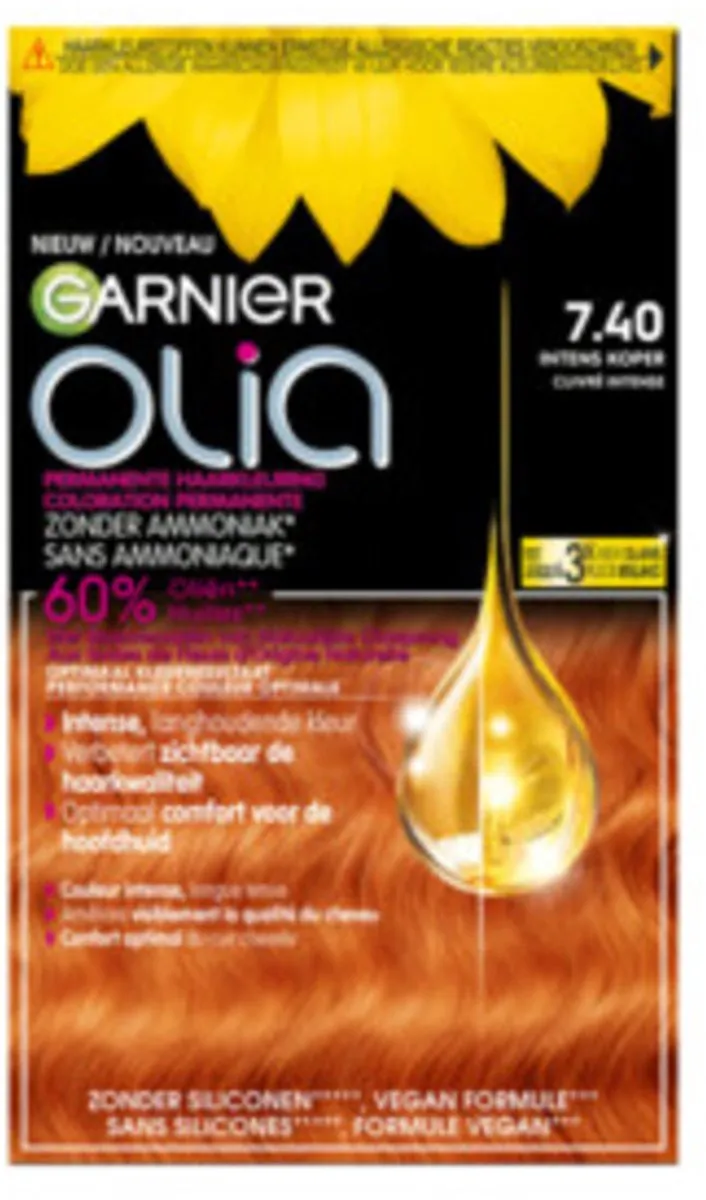 Garnier Olia Permanente Haarkleuring 7.40 Intens Koper - 3 Stuks