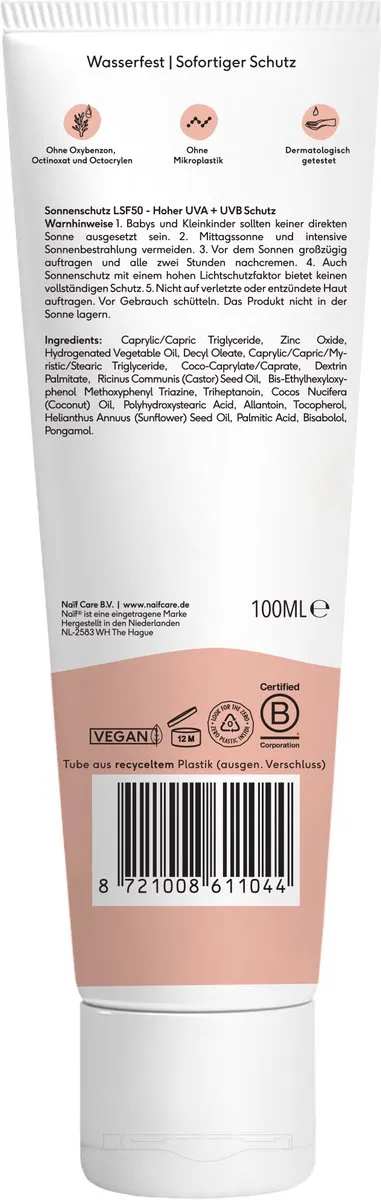 Naïf Minerale Zonnecrème SPF50 100ml - Gezicht