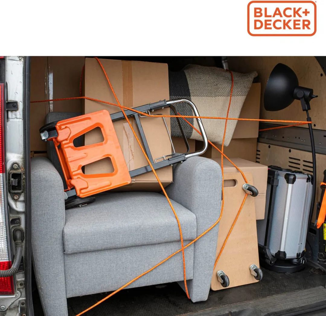 BLACK+DECKER Spanband met Oproller 20m 6mm - Nylon - Oranje