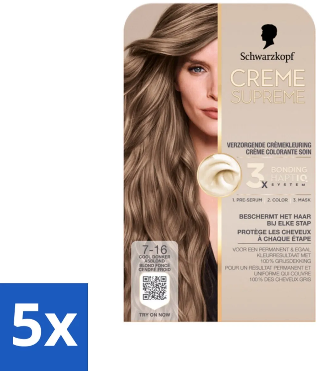 Schwarzkopf Creme Supreme 7-16 Cool Donker Asblond