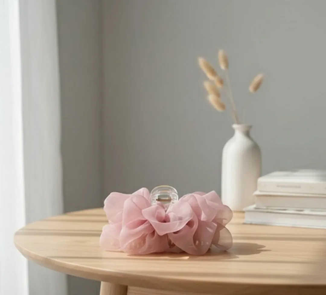 NuveX Roze Strik Haarclip - Grote Chiffon Strik