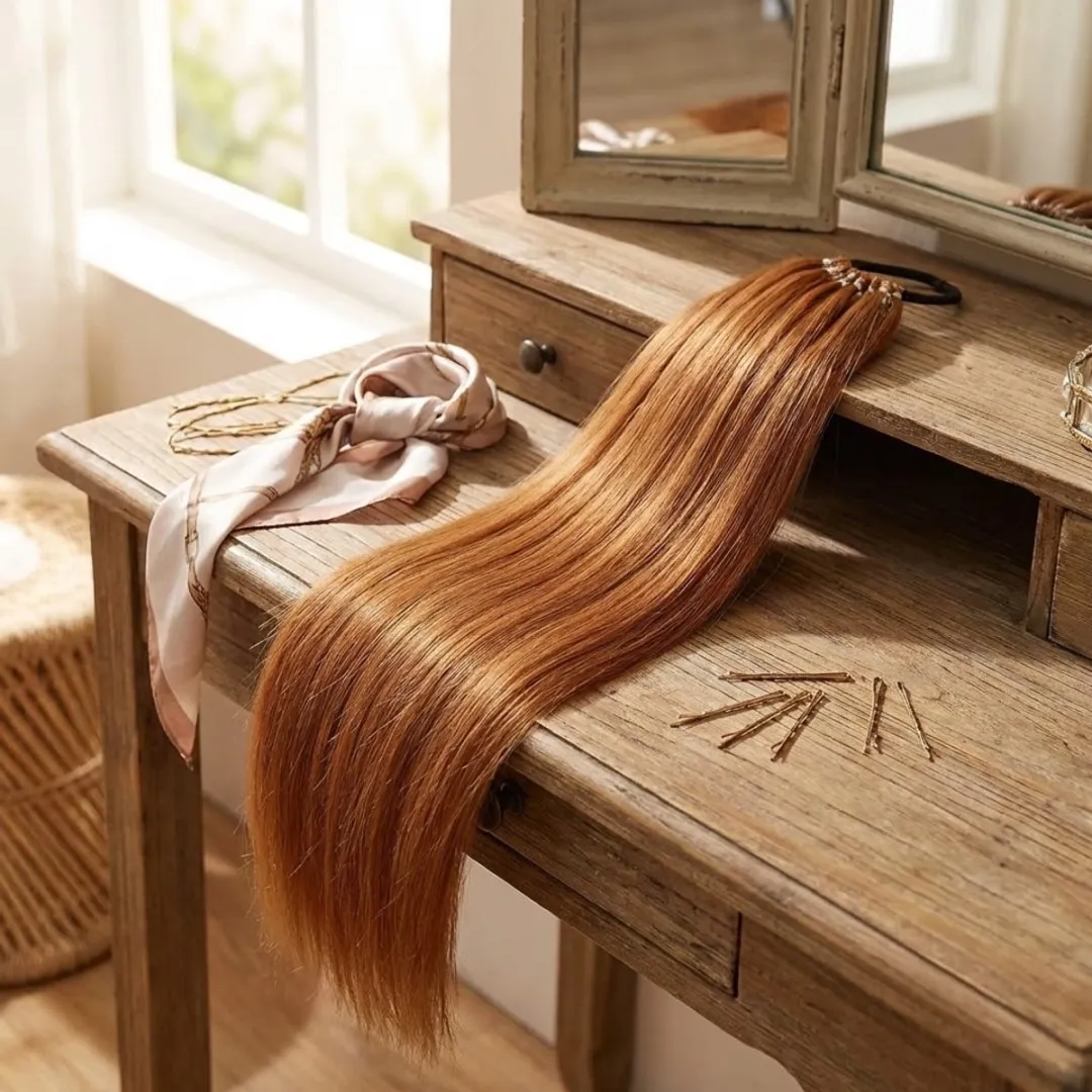 NUVEX Oranjeblond Synthetische Paardenstaart Extensie - Steil - Clip