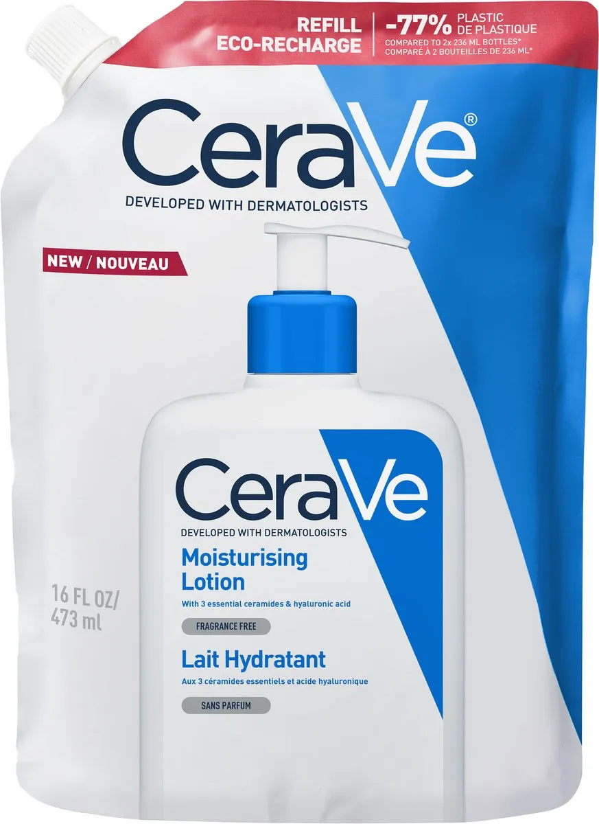 CeraVe Hydraterende melk Navulling - voor de droge tot zeer droge huid - met 3 essentiële ceramiden en hyaluronzuur - 473ml