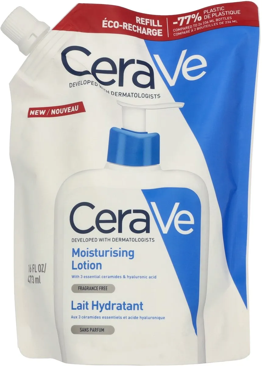 CeraVe Hydraterende melk Navulling - voor de droge tot zeer droge huid - met 3 essentiële ceramiden en hyaluronzuur - 473ml