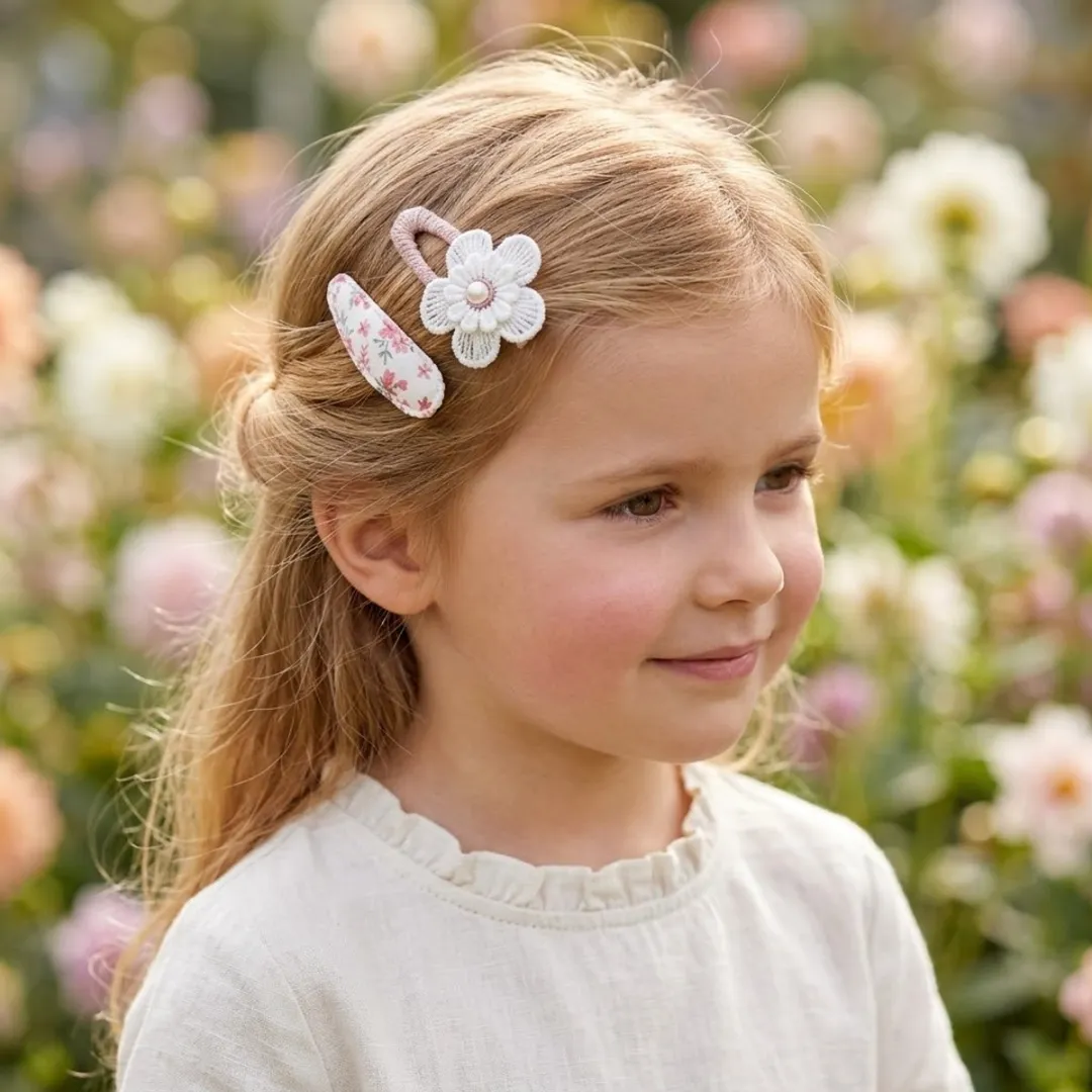Nuvex Bloemen Haarclips Set 5 Stuks - Roze/Wit Pastel