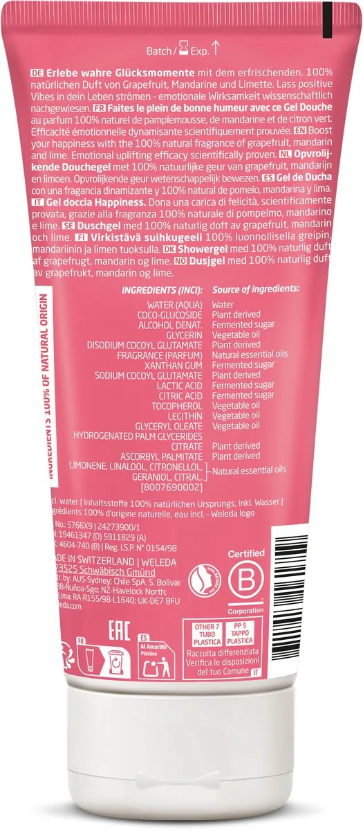 Weleda Aroma Shower Happiness Douchegel 200ml - Grapefruit & Mandarijn - afbeelding 6 van 6