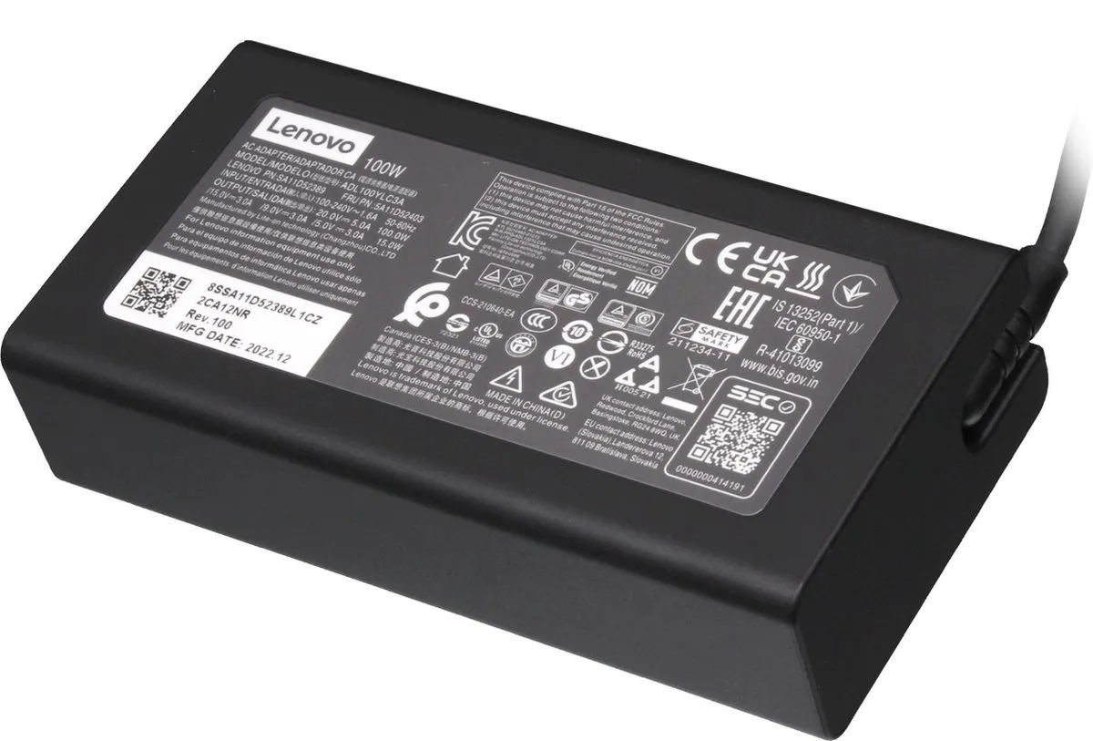 Lenovo 5A11D52395 USB-C Oplader 100W - Zwart