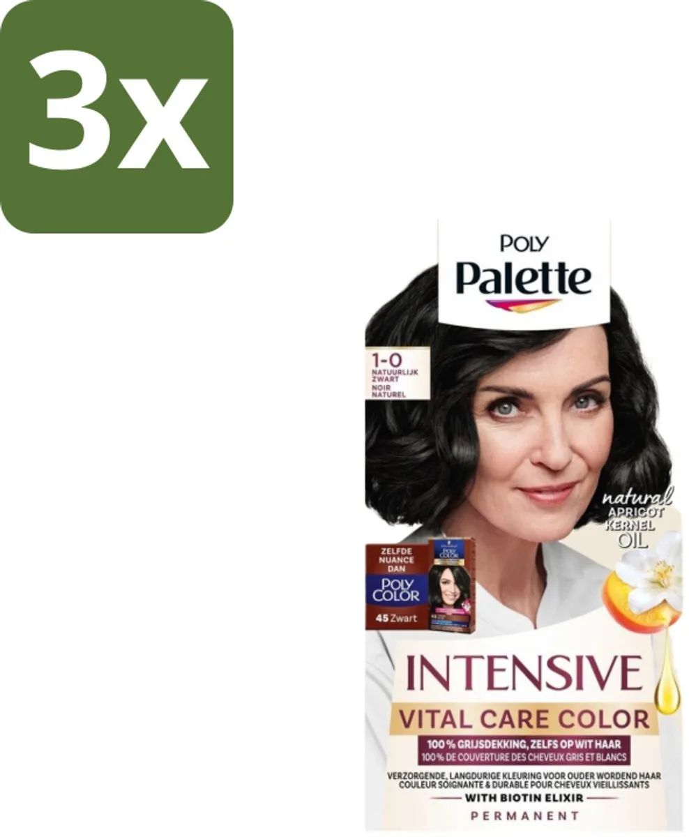 Schwarzkopf Poly Palette Haarverf 1-0 Natuurlijk Zwart - 345ml