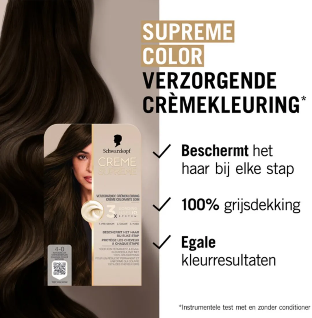 Schwarzkopf Creme Supreme 4-0 Haarkleuring - 490g (2x245g) - Donkerbruin