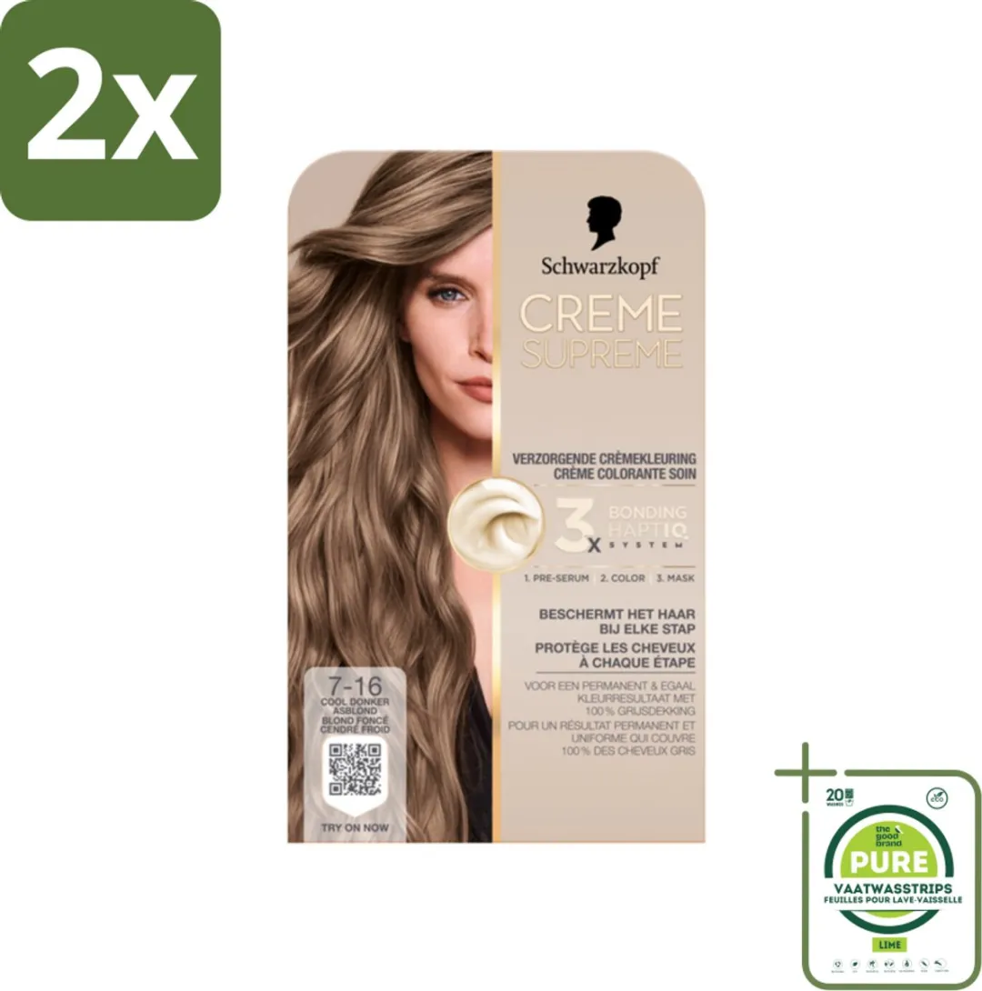 Schwarzkopf Creme Supreme 7-16 Cool Donker Asblond