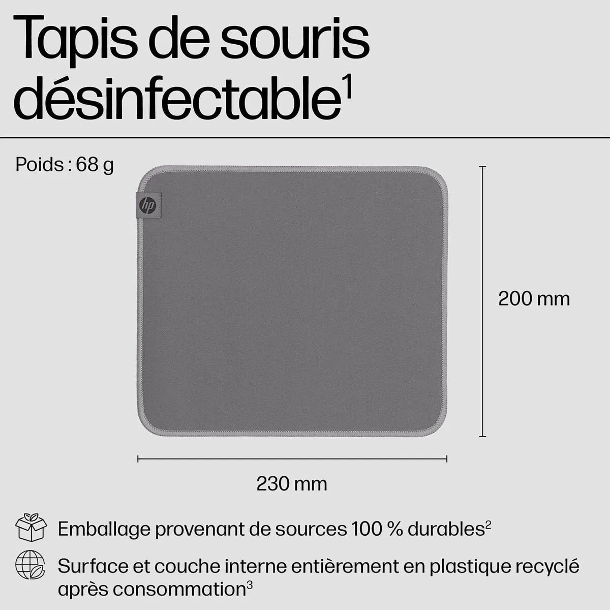 HP 105 Desinfecteerbaar Muispad - Grijs - afbeelding 6 van 6