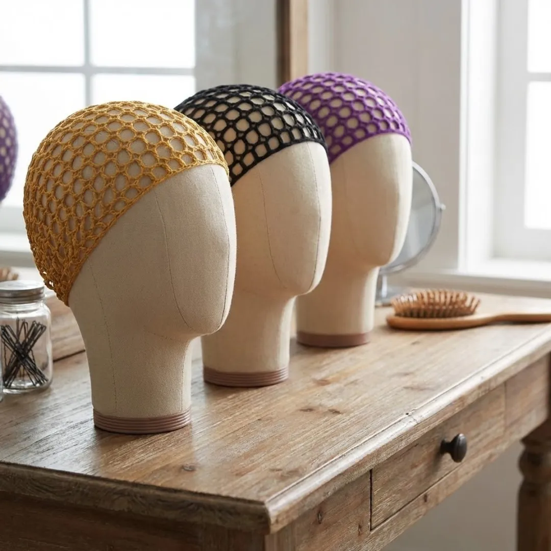 NuveX Gehaakte Haarnetjes - 3 Stuks - Zwart/Goud/Paars