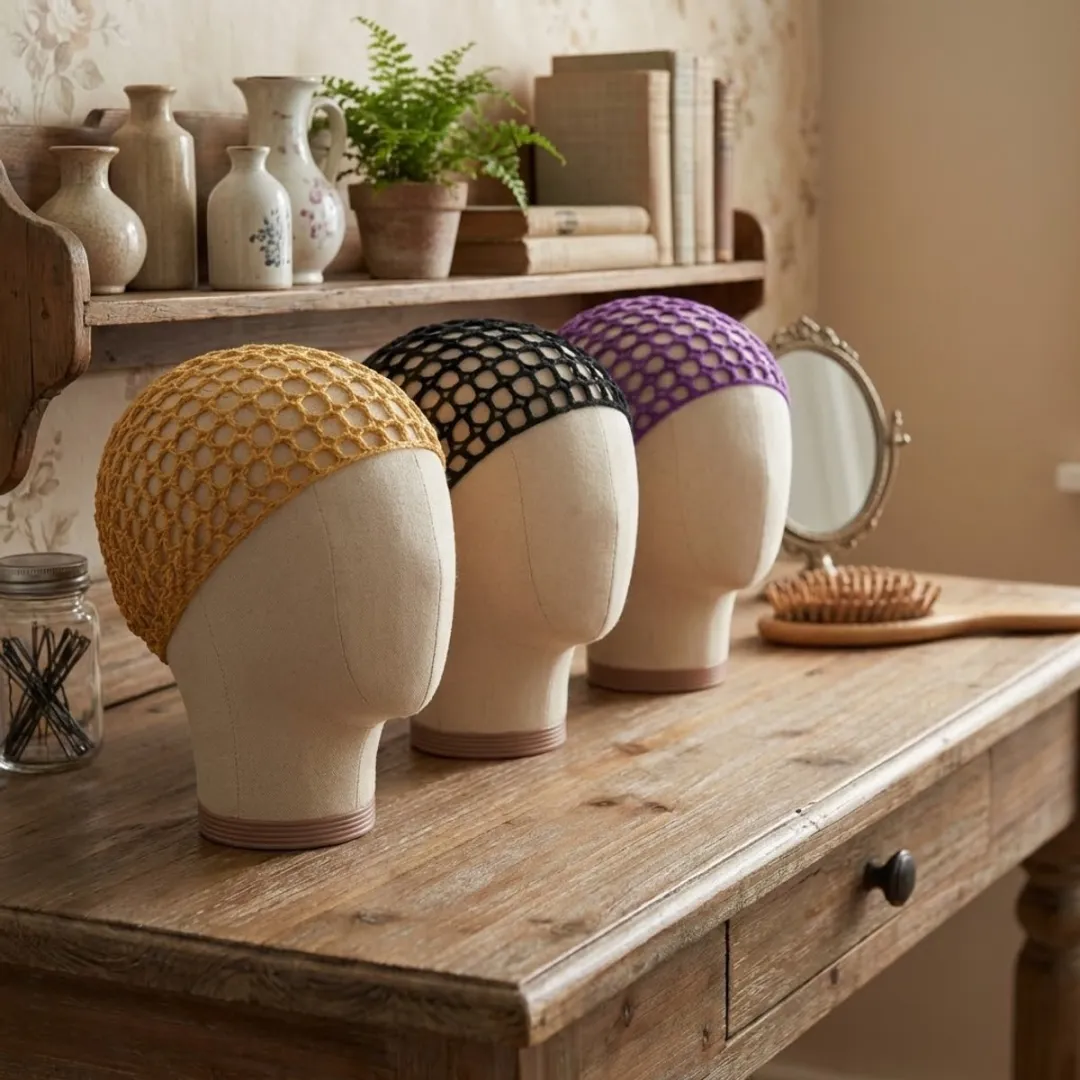 NuveX Gehaakte Haarnetjes - 3 Stuks - Zwart/Goud/Paars