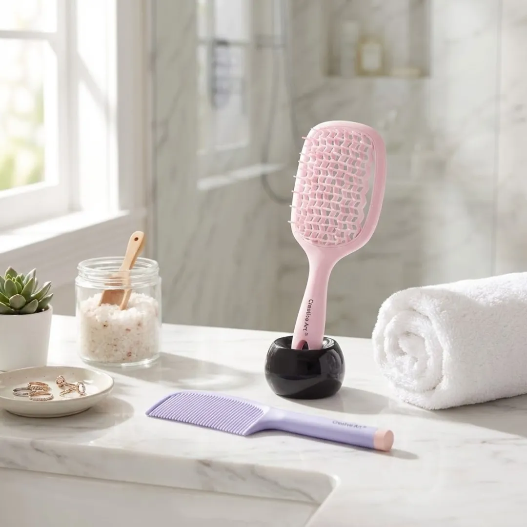 NUVEX Pastel Roze & Lichtpaarse Haarborstel Set 2 Stuks