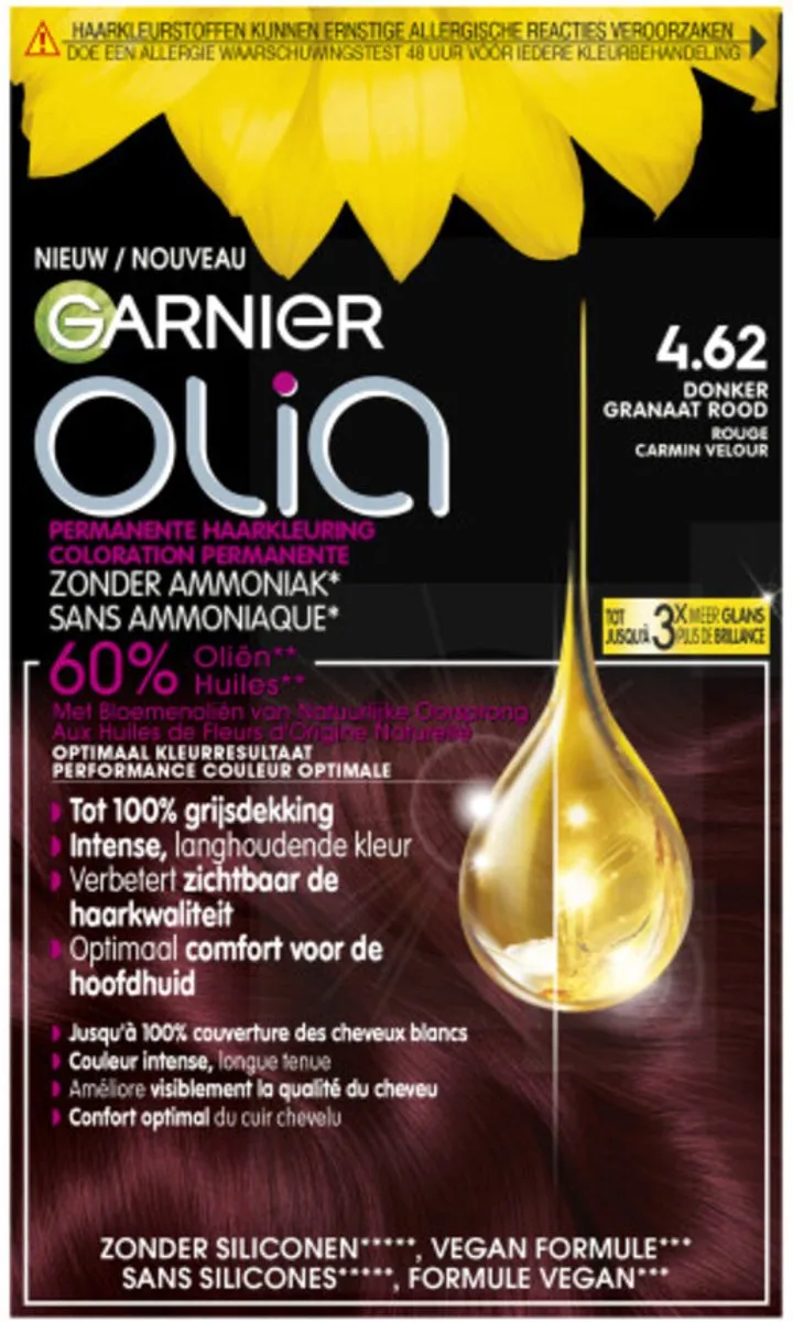 Garnier Olia 4.62 Haarkleuring Donker Granaatrood - 6 Stuks