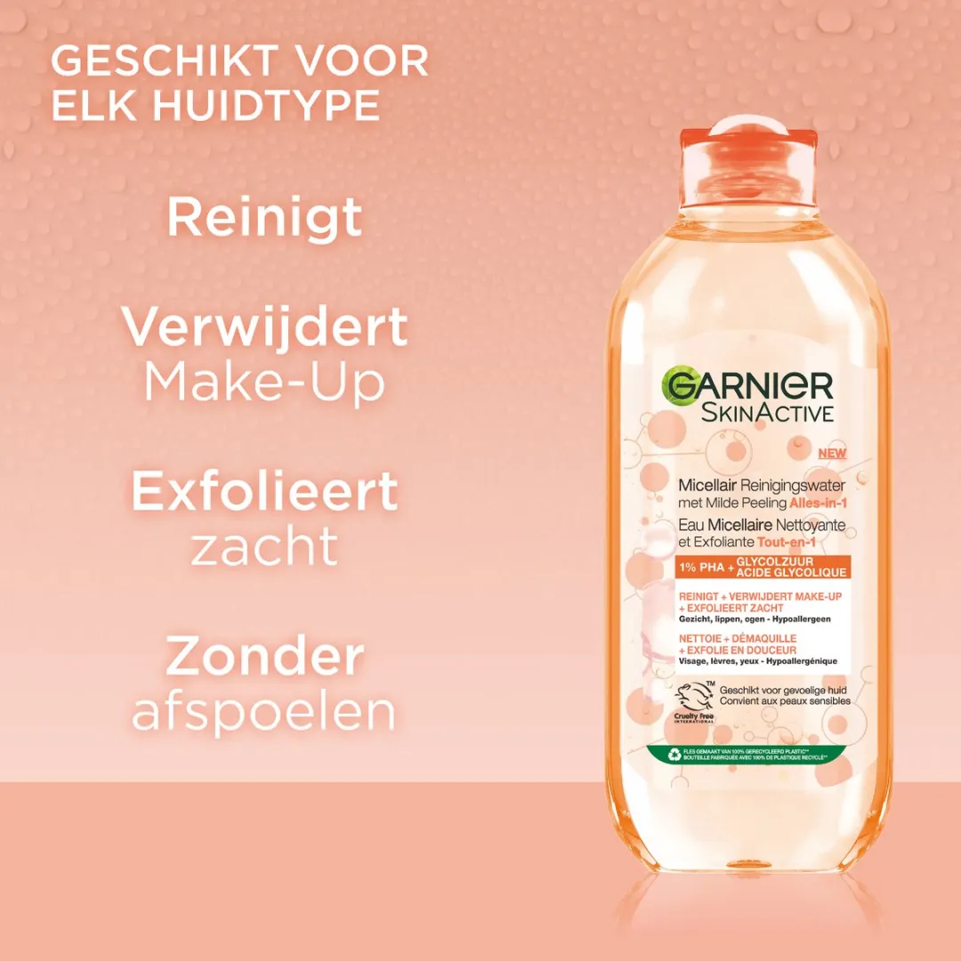 Garnier SkinActive Micellair Reinigingswater 400ml - met 1% PHA & Glycolzuur