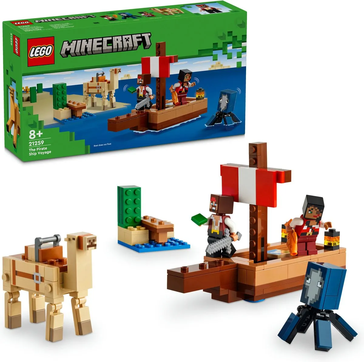 LEGO Minecraft De Piratenschipreis 21259 - 166 Stukken - 2 Minifiguren
