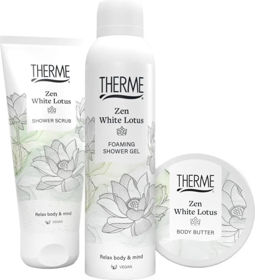 Therme Zen White Lotus Geschenkset - Douchegel, Scrub & Bodylotion 598g
