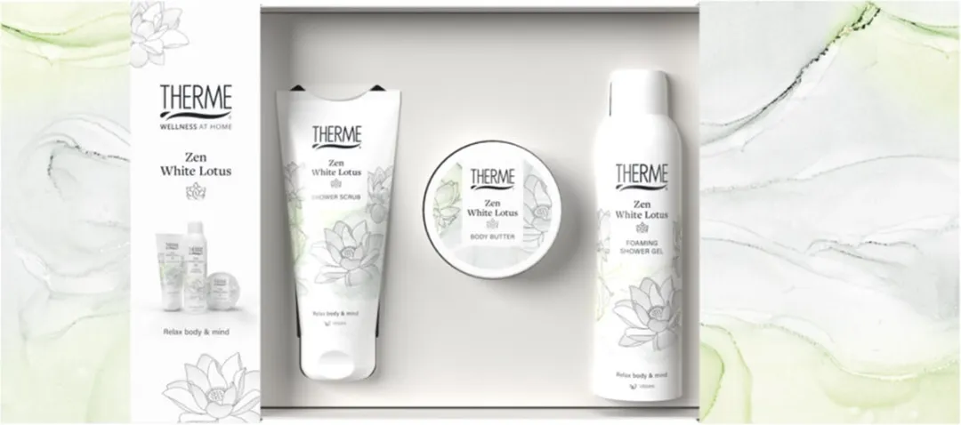 Therme Zen White Lotus Geschenkset - Douchegel, Scrub & Bodylotion 598g