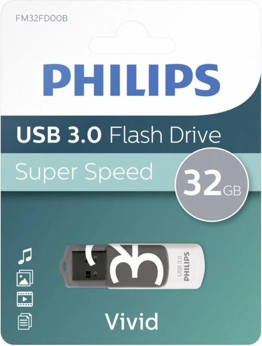 Philips Vivid FM32FD00B USB Stick 3.0 - 32GB - Grijs - afbeelding 6 van 6