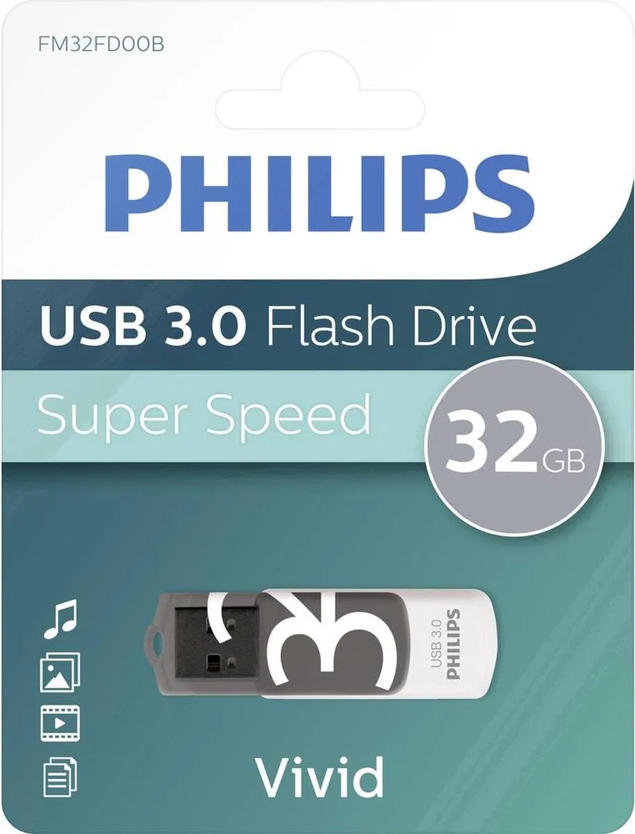 Philips Vivid FM32FD00B USB Stick 3.0 - 32GB - Grijs