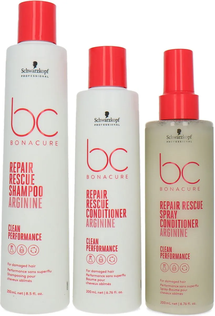 Schwarzkopf Bonacure Repair Rescue Arginine Shampoo+Conditioner+Spray