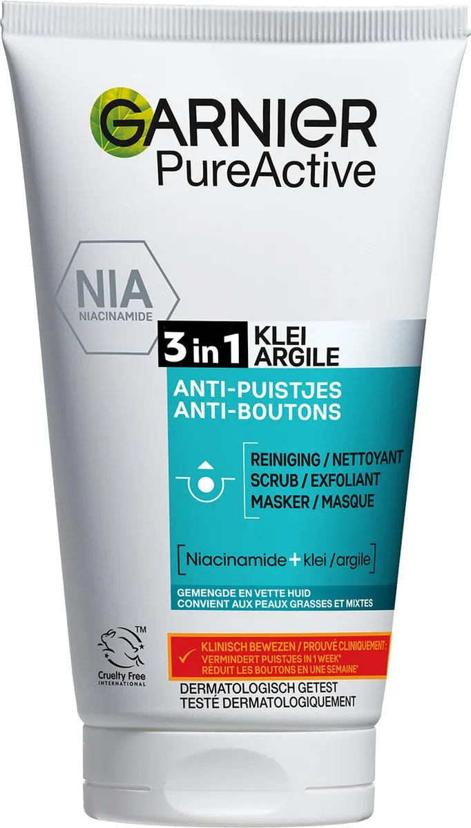 Garnier PureActive 3-in-1 Reiniging Scrub Masker 150ml