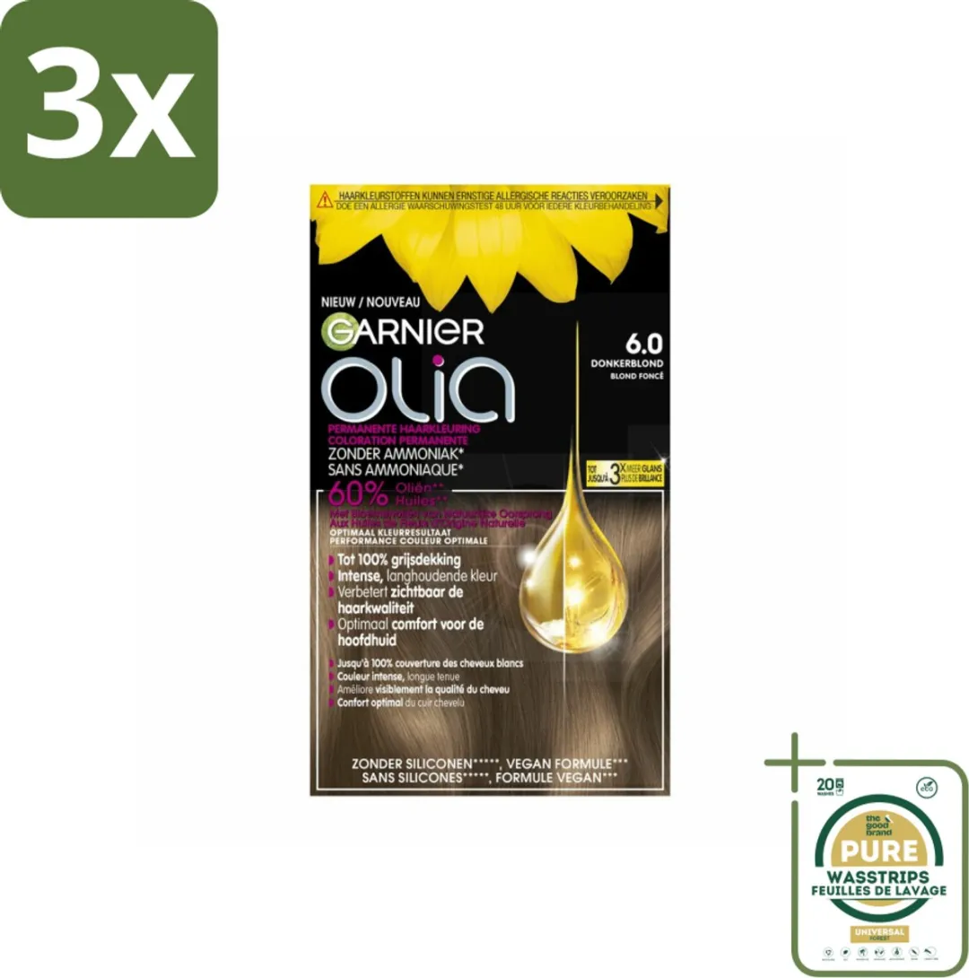 Garnier Olia 6 Donkerblond Haarkleuring - 3 Stuks
