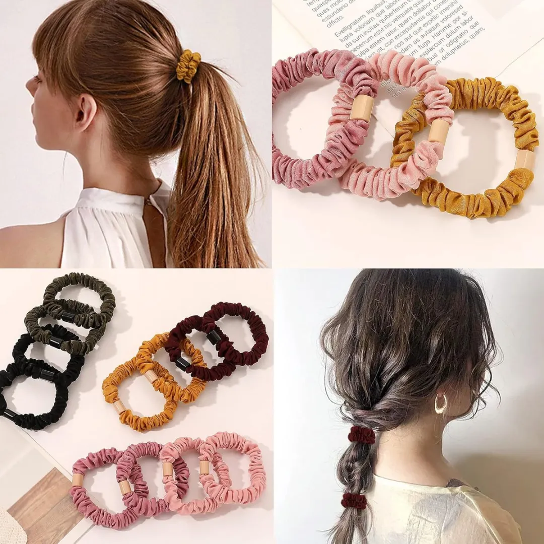 Mini zijden haarelastiekje - zacht, antislip en mild voor het haar; geschikt voor dik of krullend haar; perfect voor het vastbinden van een paardenstaart; een geweldig cadeau voor vrouwen.