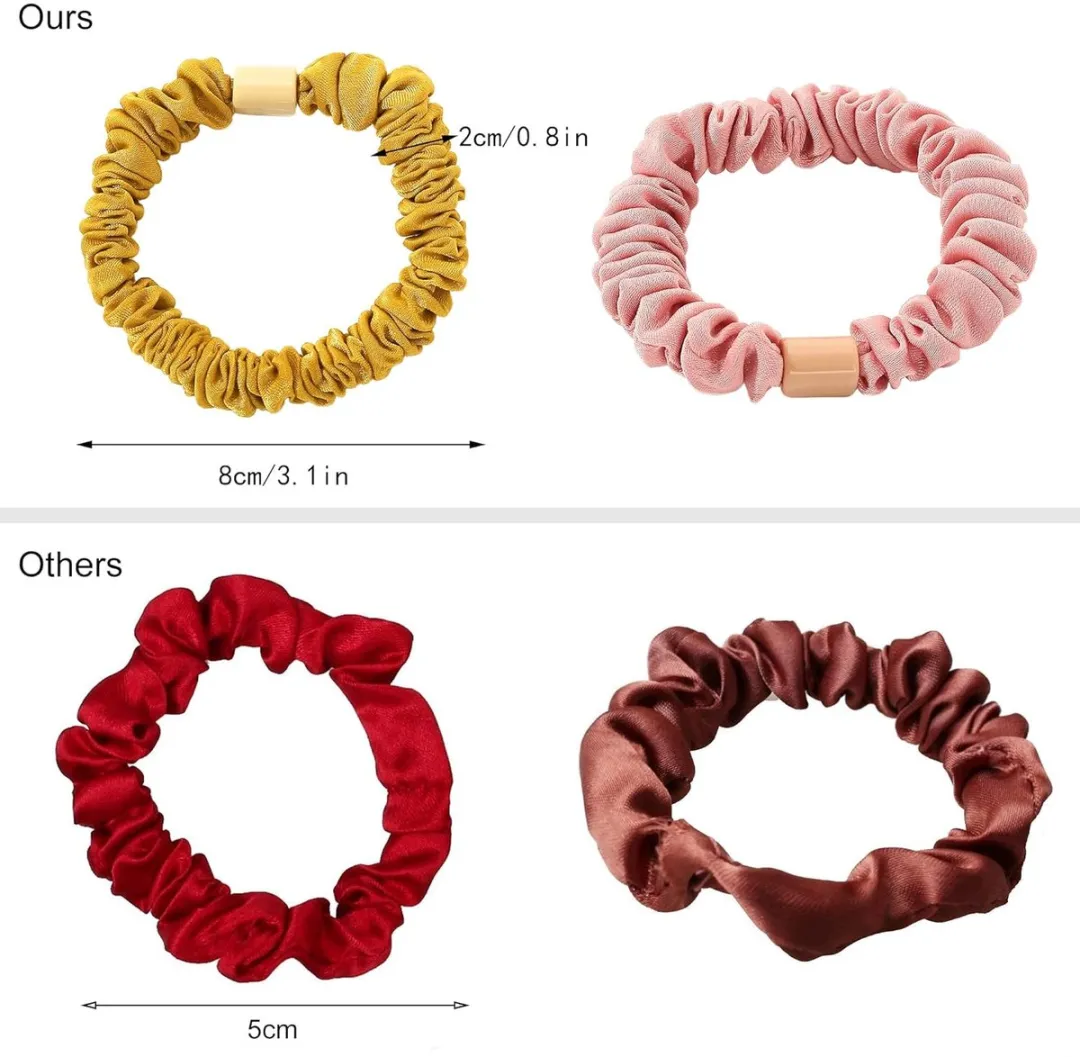 Mini zijden haarelastiekje - zacht, antislip en mild voor het haar; geschikt voor dik of krullend haar; perfect voor het vastbinden van een paardenstaart; een geweldig cadeau voor vrouwen.