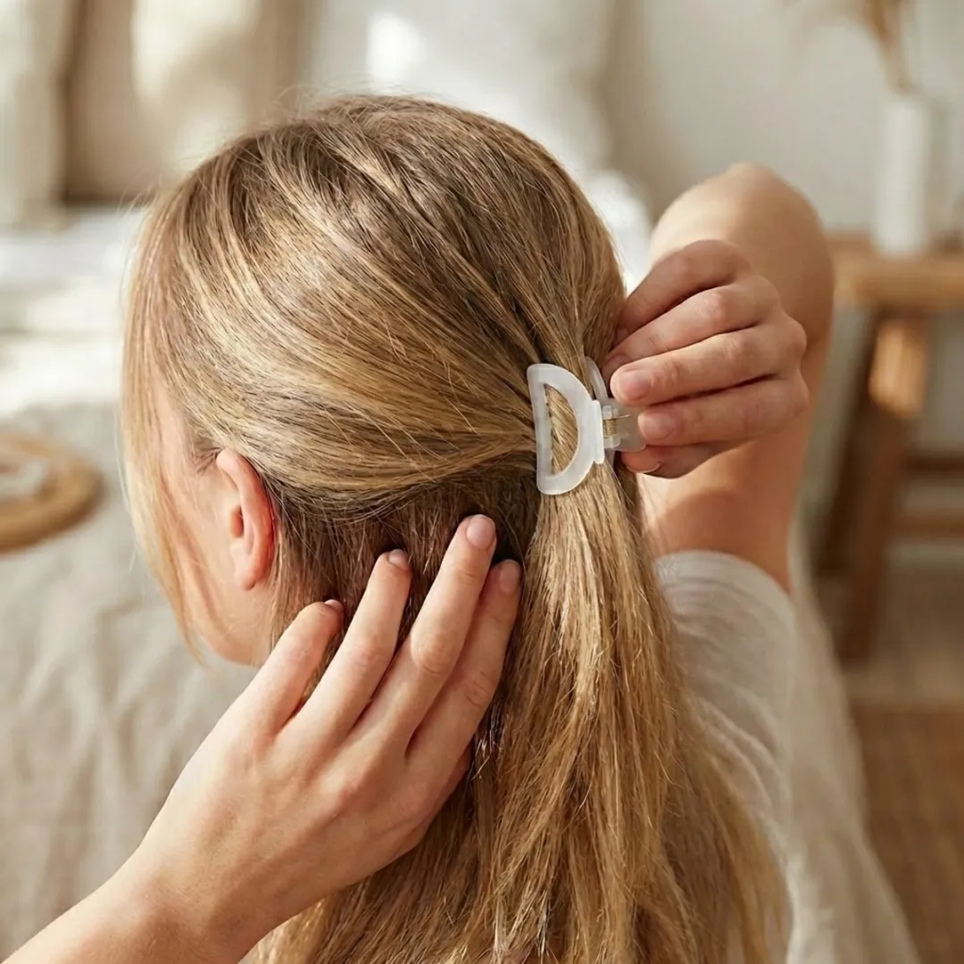 Set van 3 transparante pastel haarclips – haar klemmen – dames – kunststof haar accessoires – blauw, roze en wit – open boog vorm – stevige grip