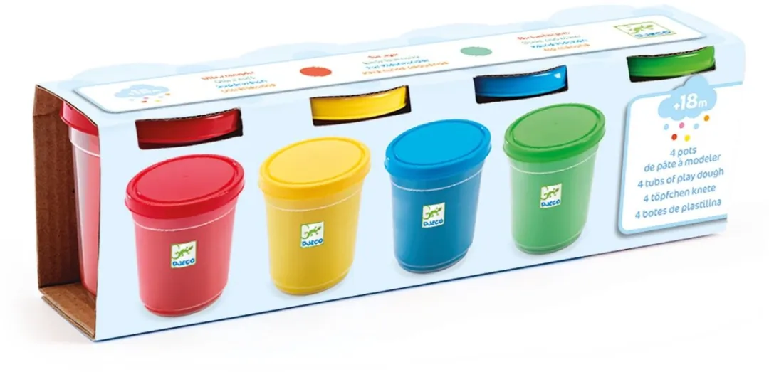 Djeco Boetseerklei 4x140ml Klassieke Kleuren