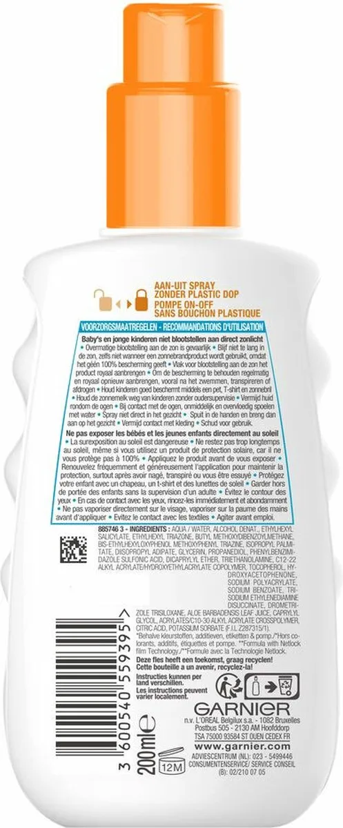 Garnier Ambre Solaire Sensitive Expert+ Kids Zonnebrandspray SPF 50+ 200ml - 3 Stuks