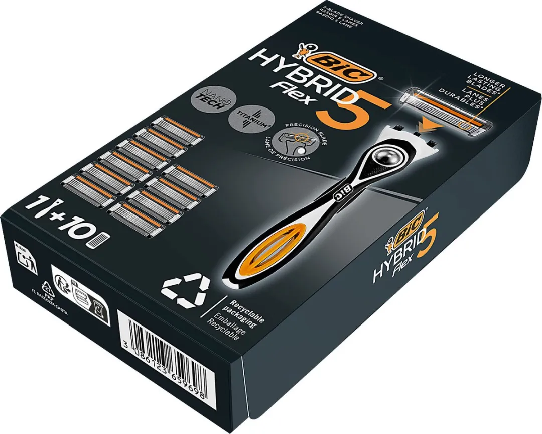 Bic Hybrid 5 Flex Heren Scheermes - 10 Stuks (5x2) - Zwart - afbeelding 6 van 6
