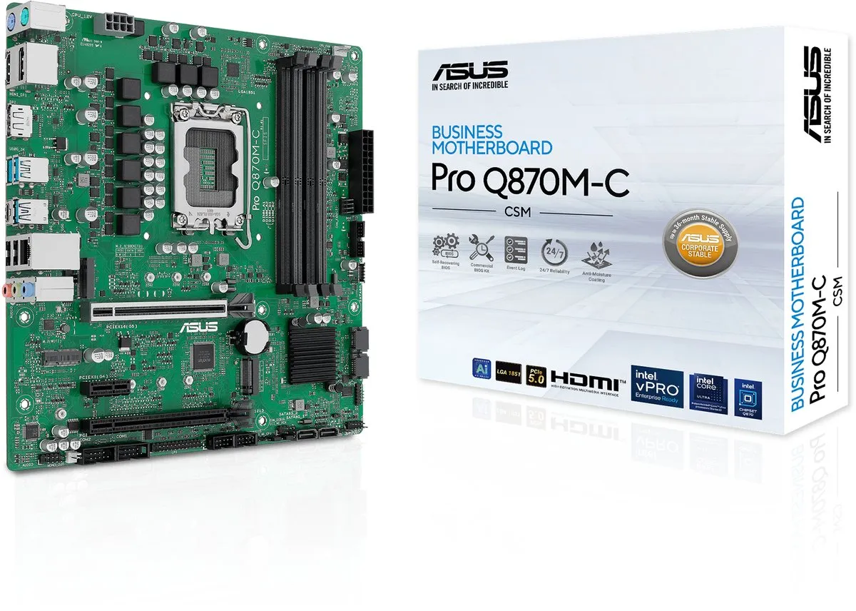 ASUS PRO Q870M-C-CSM microATX Moederbord - LGA1851 - afbeelding 6 van 6
