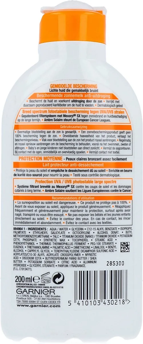 Garnier Ambre Solaire Zonnebrandcrème SPF 20 200ml