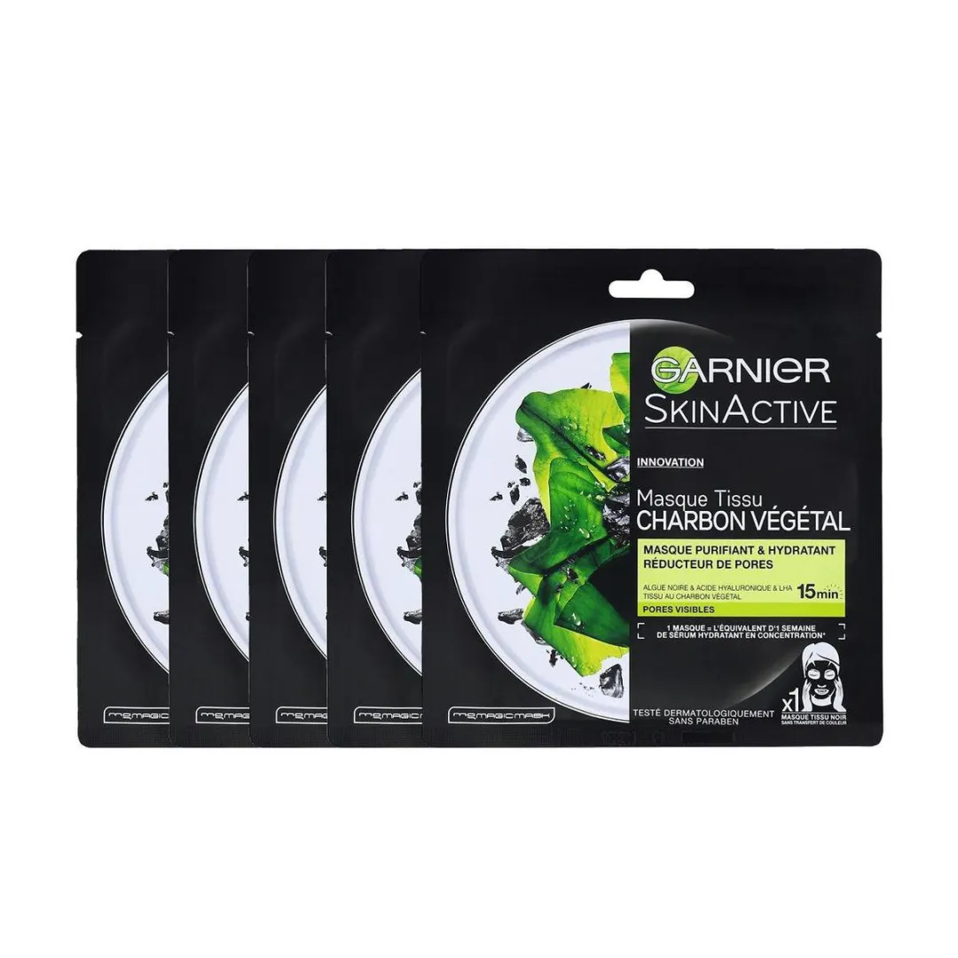 Garnier SkinActive Charcoal Gezichtsmasker - 20 Stuks
