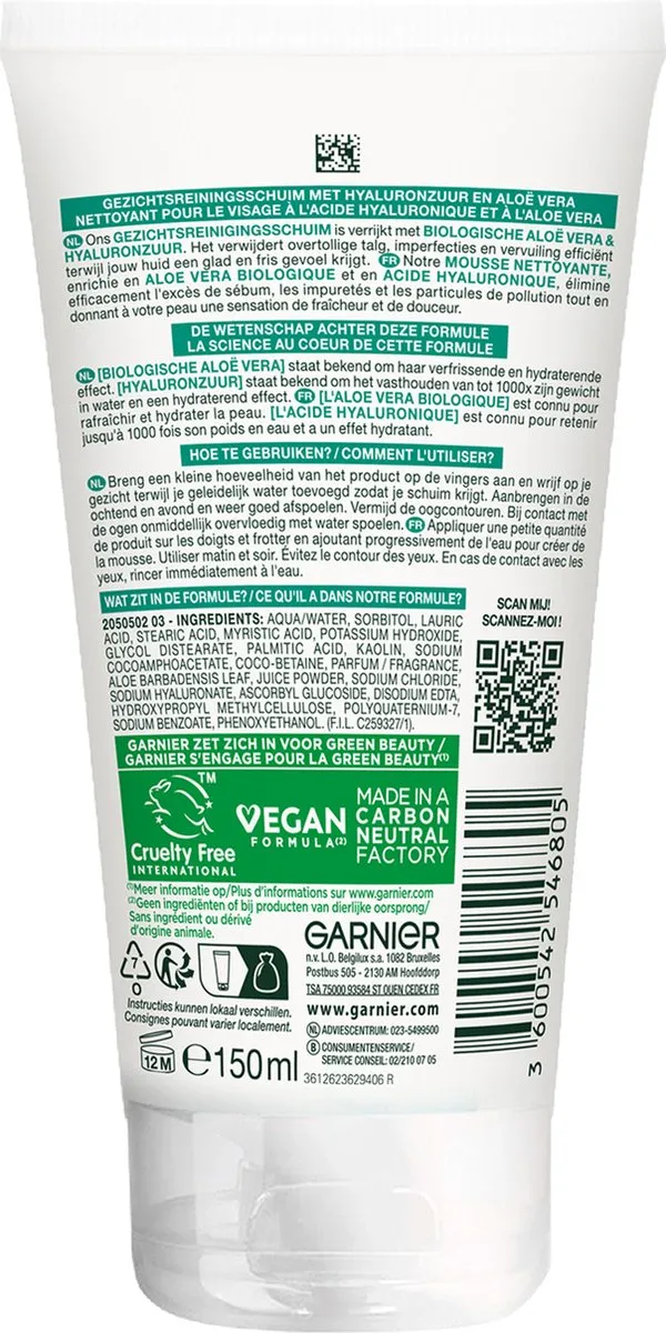 Garnier SkinActive Hyaluronzuur Gezichtsreinigingsschuim 150ml