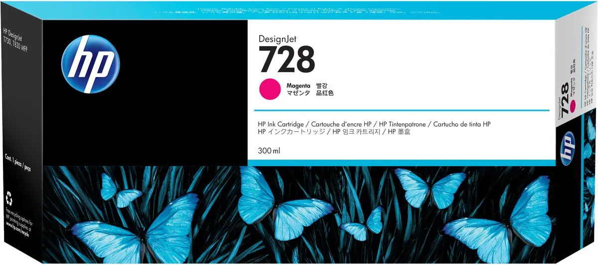 HP 728 Magenta XL Cartridge 300ml - o.a. DesignJet T730/T795