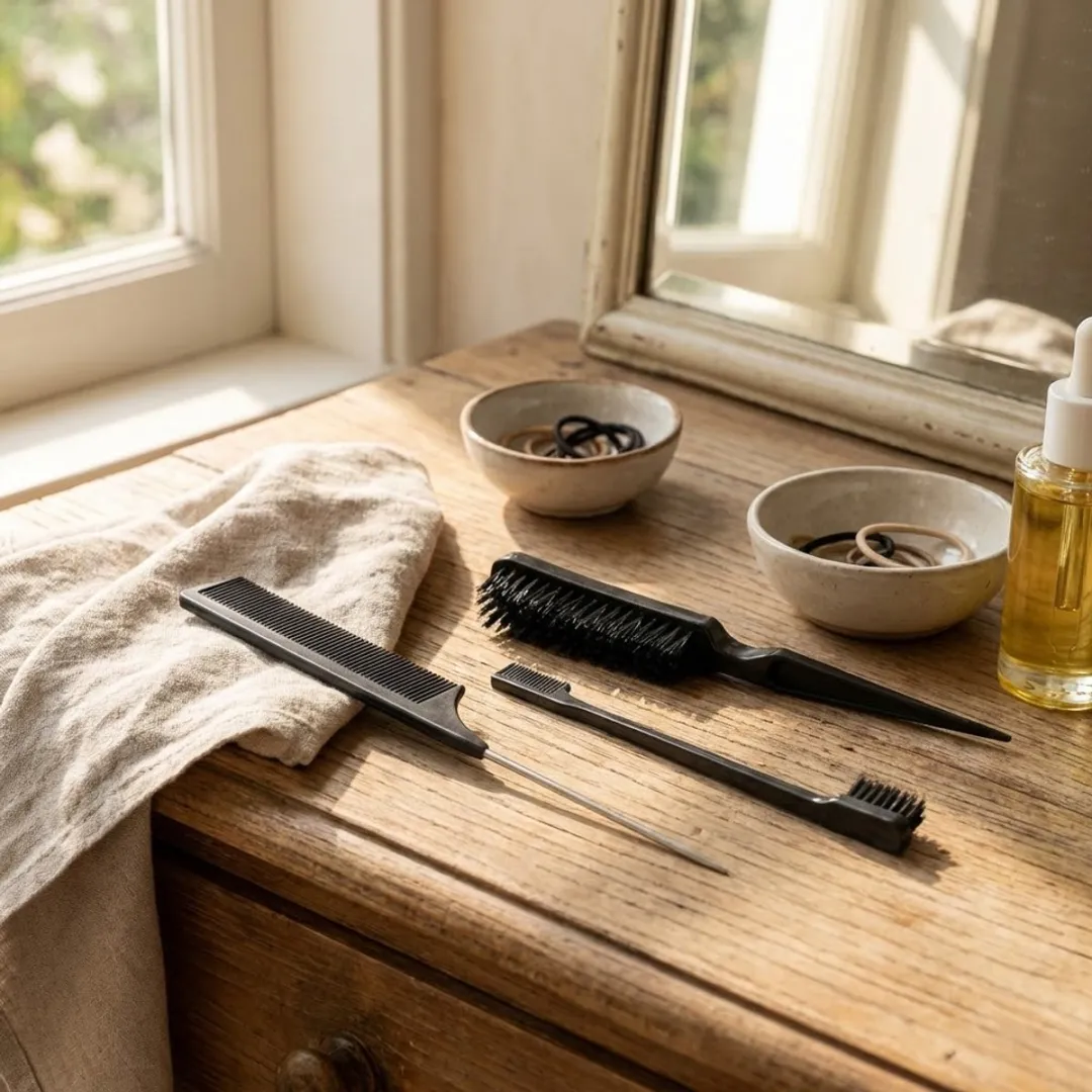 NUVEX Zwarte 3-delige Unisex Haar Kammenset - Puntstaart & Edge Brush