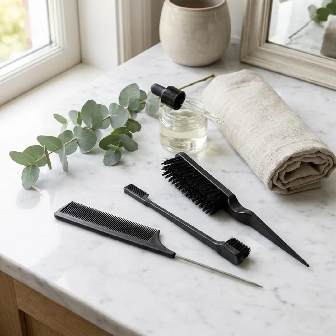 NUVEX Zwarte 3-delige Unisex Haar Kammenset - Puntstaart & Edge Brush