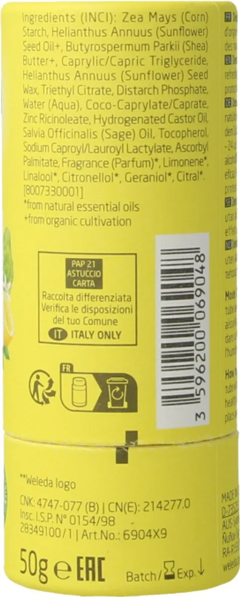 Weleda Citrus + Bergamot 24H Deo Stick 50g