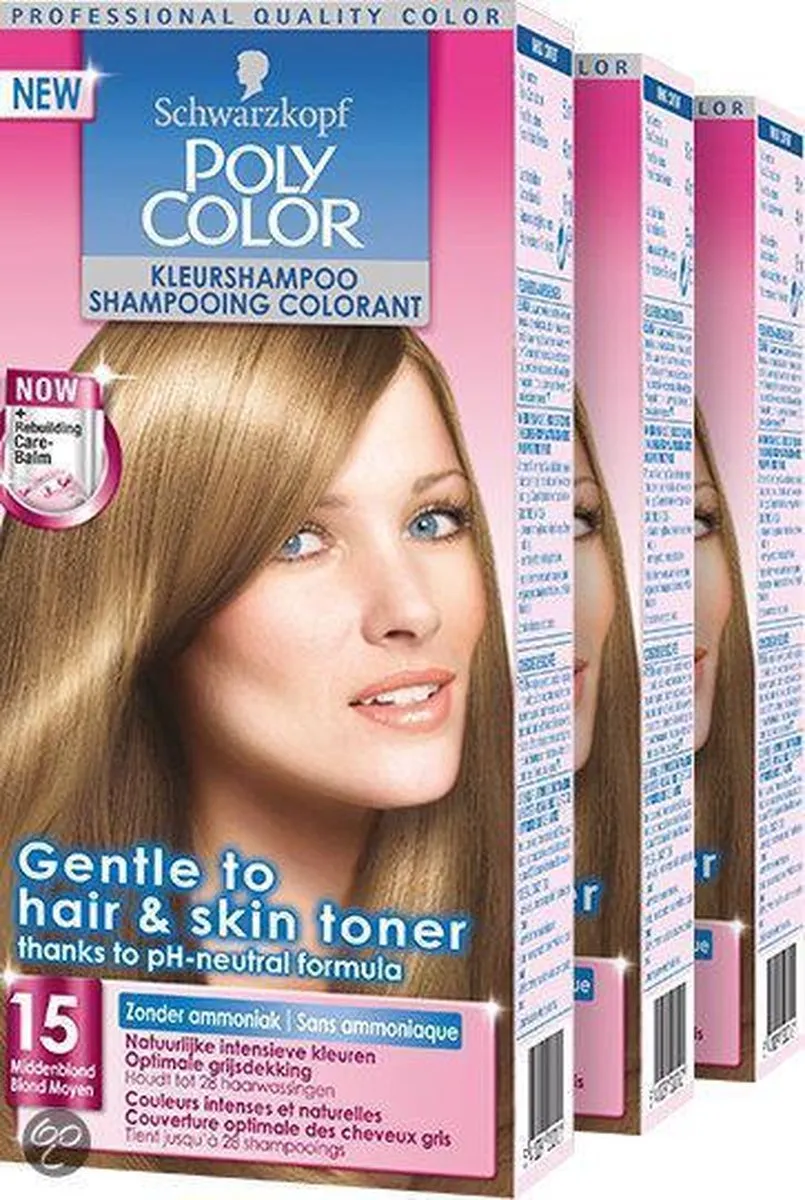 Schwarzkopf Poly Color kleurshampoo 15 - Middenblond - 3 st - voordeelverpakking